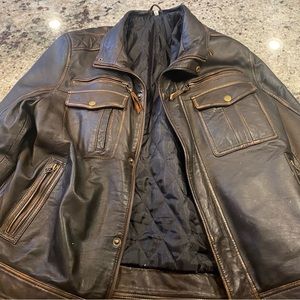 Motorcycle leather sheep skin cafe racer jacket